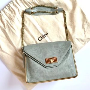 Vintage CHLOE Sally Metal Box Blue Leather Purse